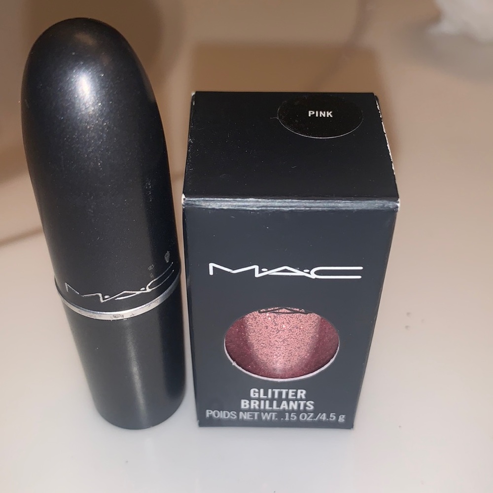 NIB MAC Pink Glitter with full size Retro Matte Lipstick 🌺🌺🌺
